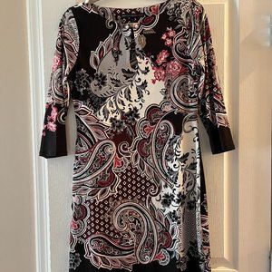 Black and Burgandy Paisley Dress